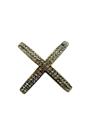 Diamanté Cross Gold Scarf Ring