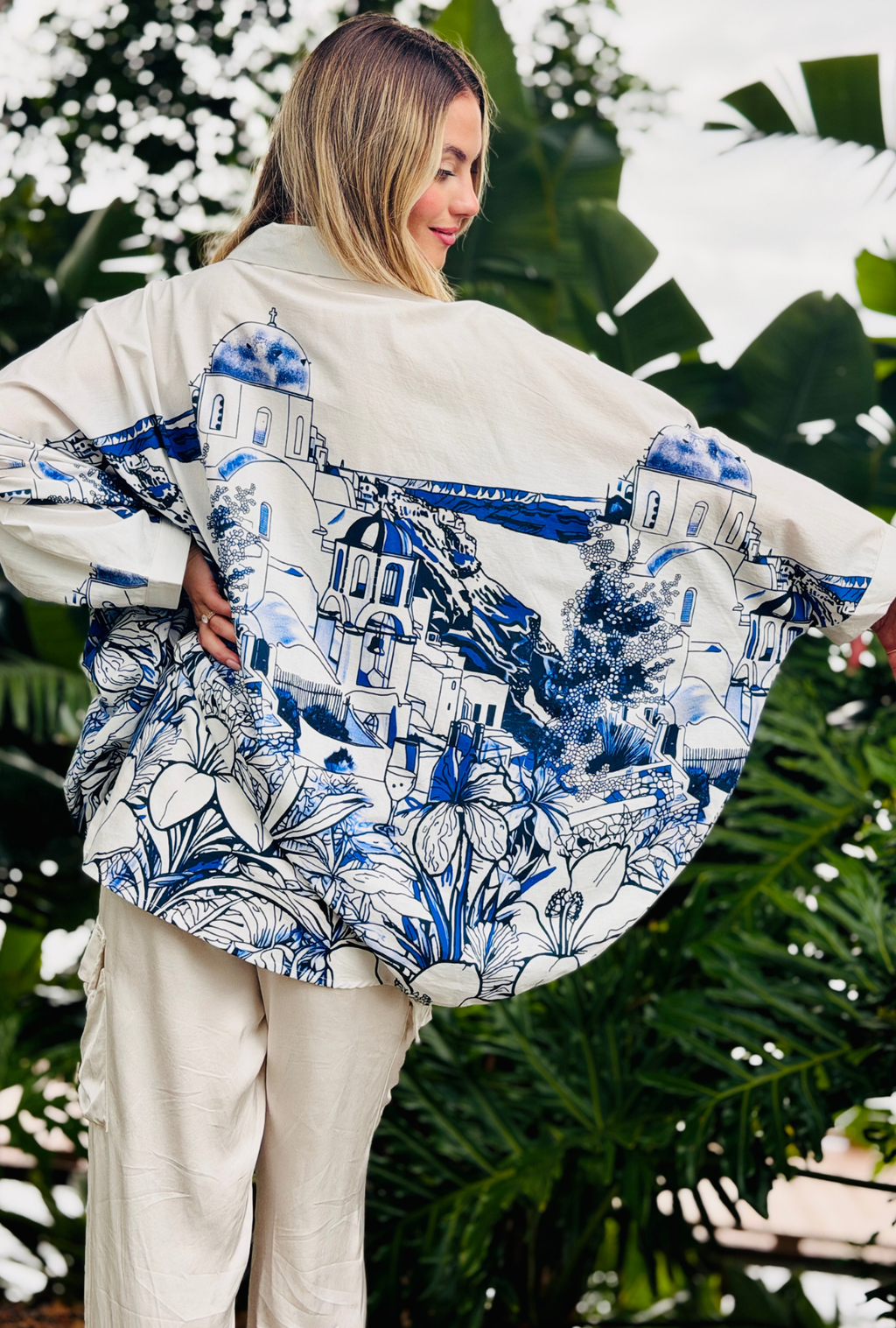 Wish You Were Here –  Resort Button Top - Azure