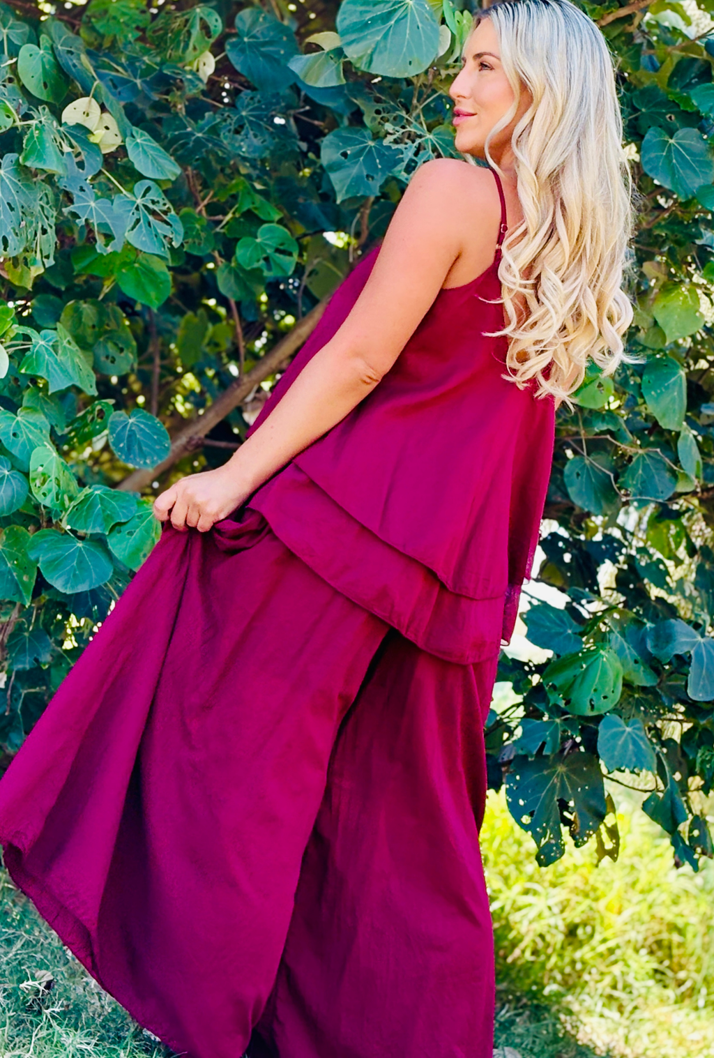 No Ties Pants - Cherry