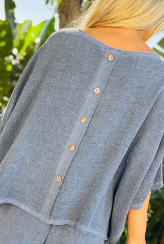 As you Are - Button Back Top - French Blue