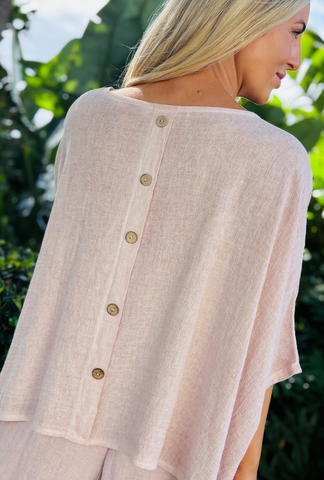 As you Are - Button Back Top - Cotton Candy