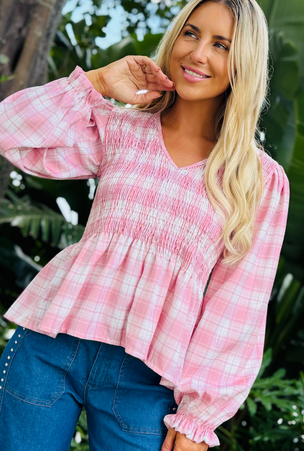 Pretty in Plaid Top - Pink