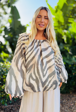 Must Have Moment Top - Zebra Crossing Sage