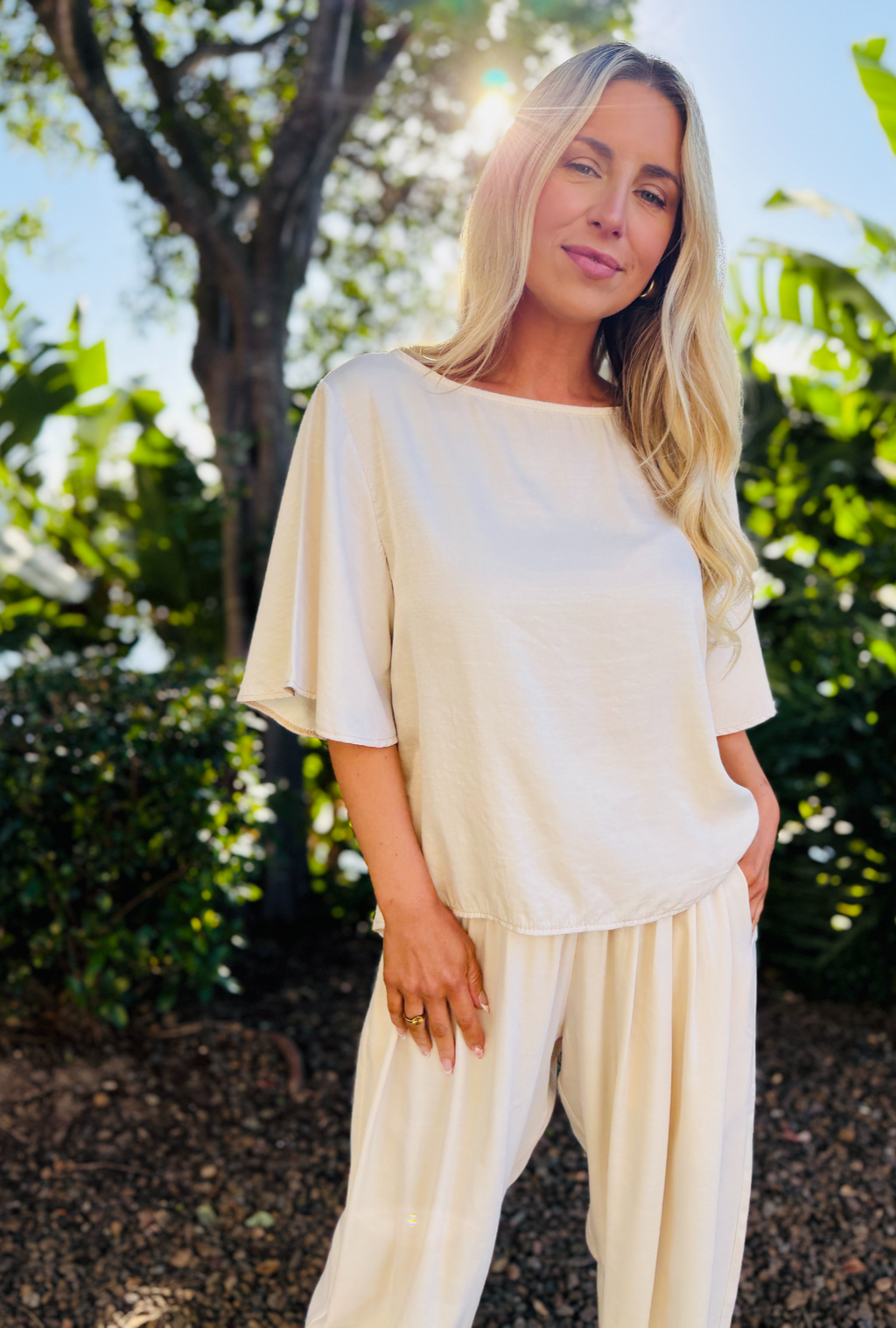 Smooth Operator Short Sleeve Top - Pearl