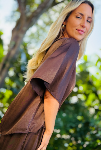 Smooth Operator Short Sleeve Top - Cocoa