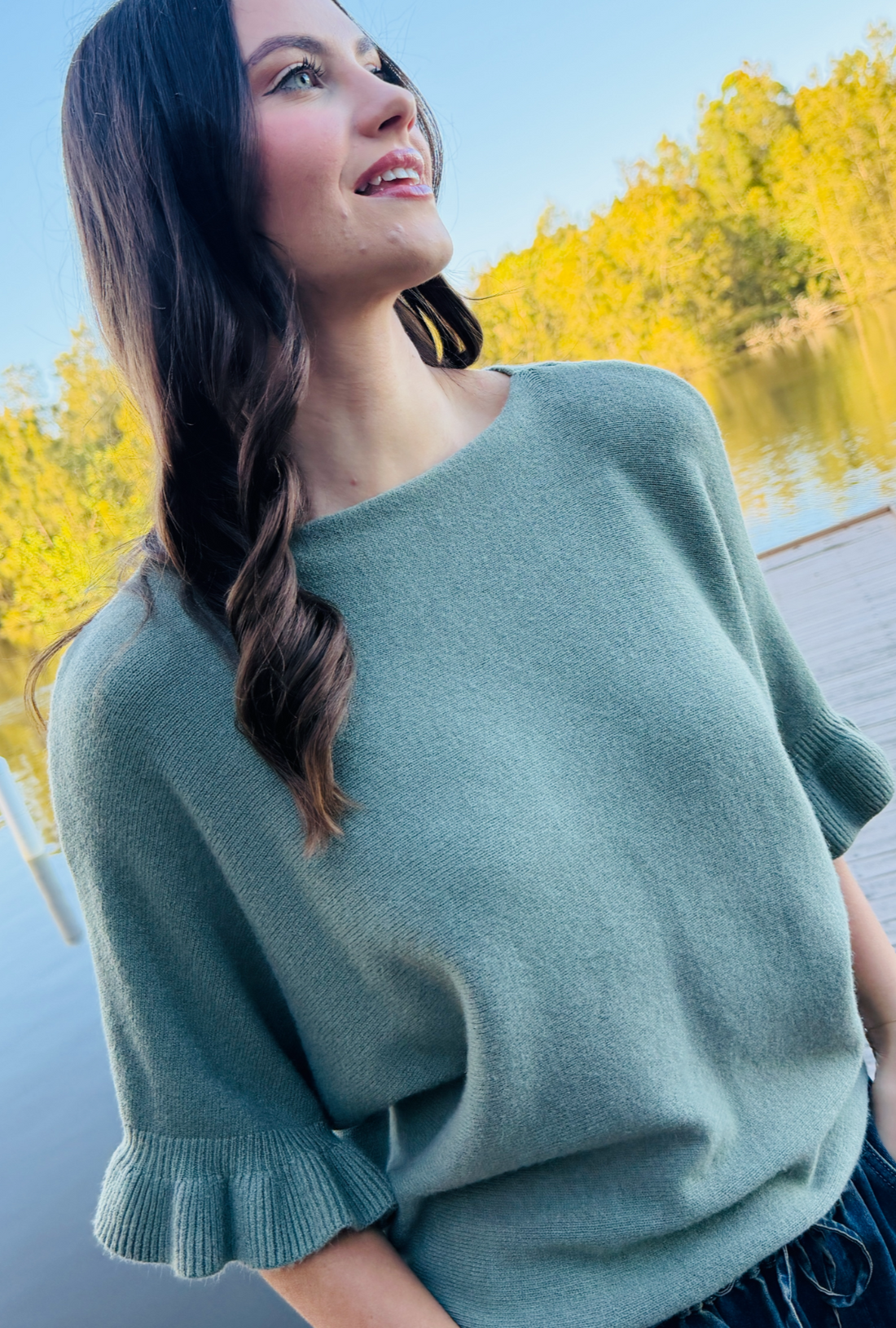Frill You Be Mine Pullover - Sage