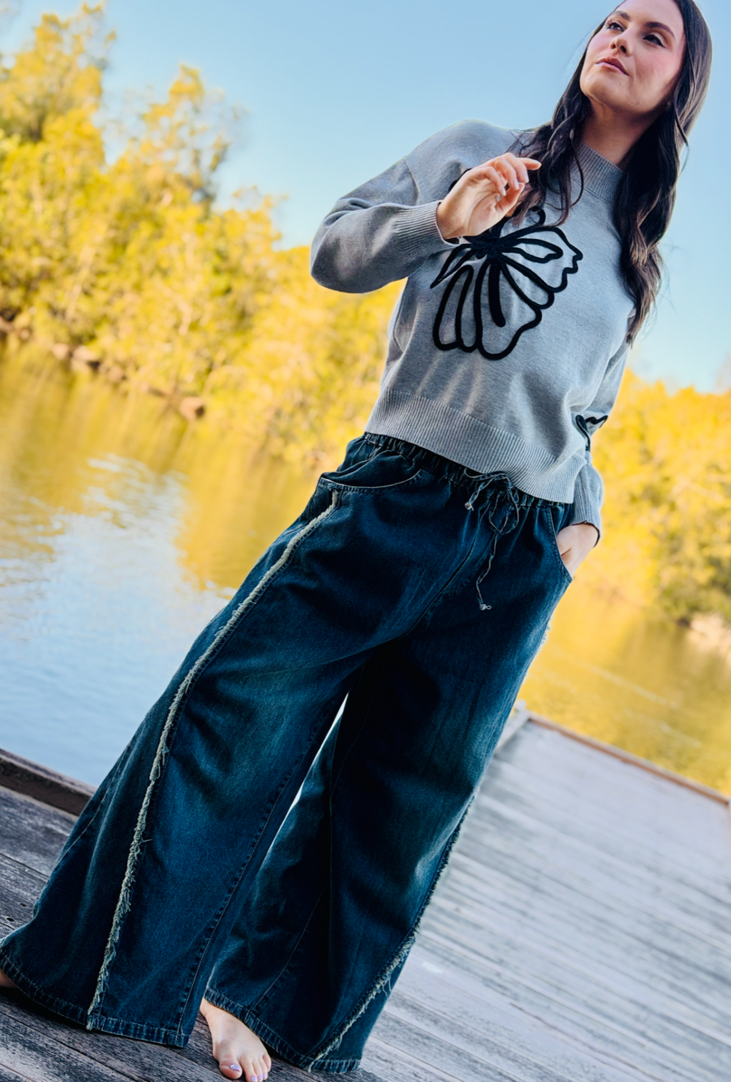 Byron Fringe Wide Leg Jeans