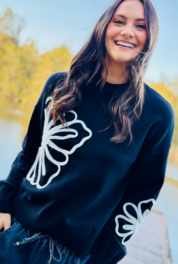Say it with Flowers Pullover - Black