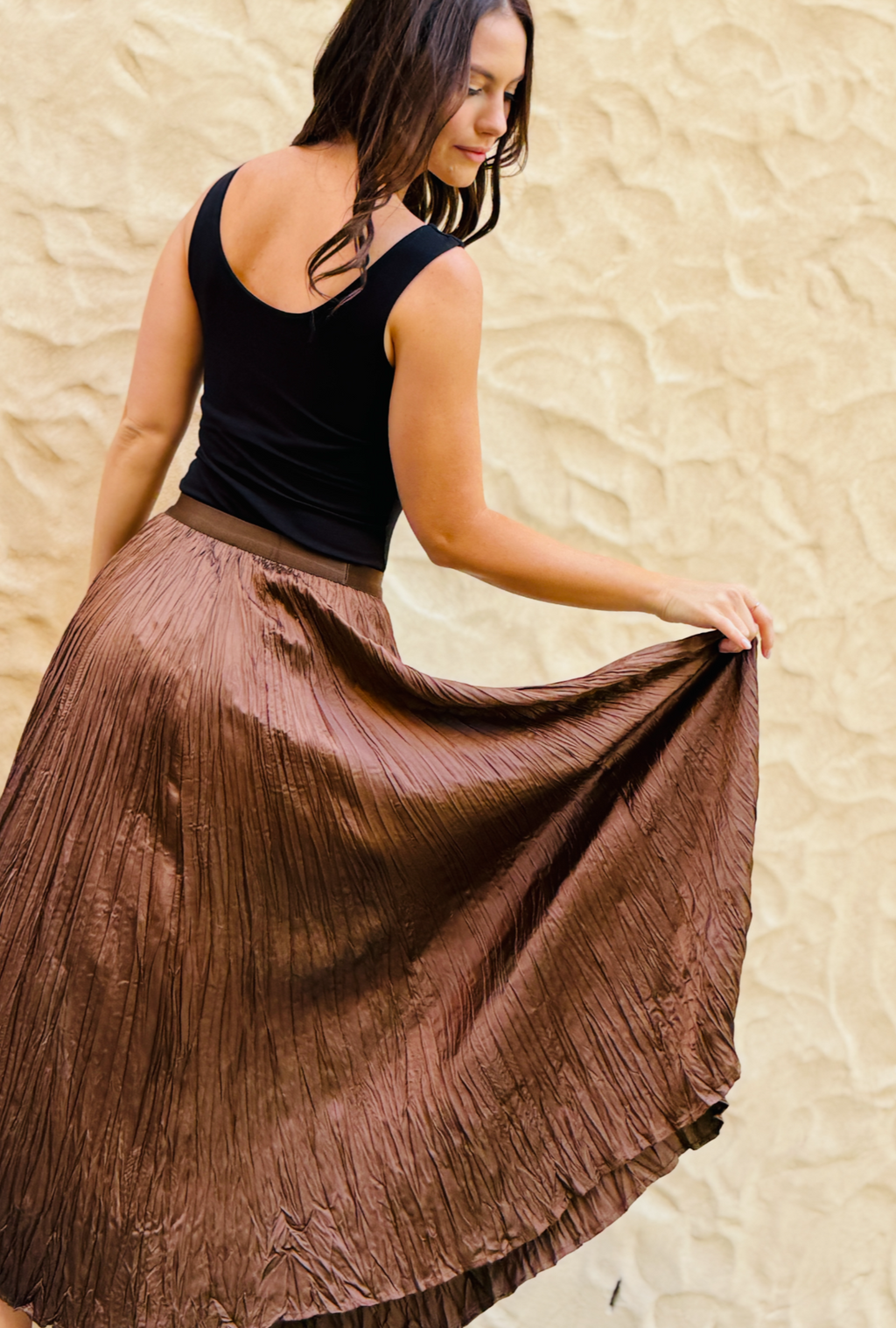 Late Check Out Luxe Skirt - Bronze
