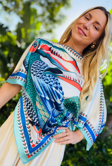 To the Point Scarf Top - Toucan Aqua