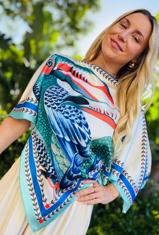 To the Point Scarf Top - Toucan Aqua