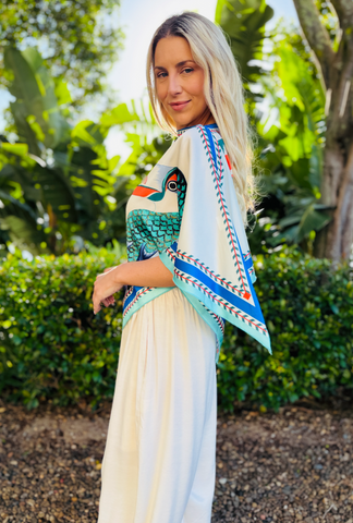 To the Point Scarf Top - Toucan Aqua