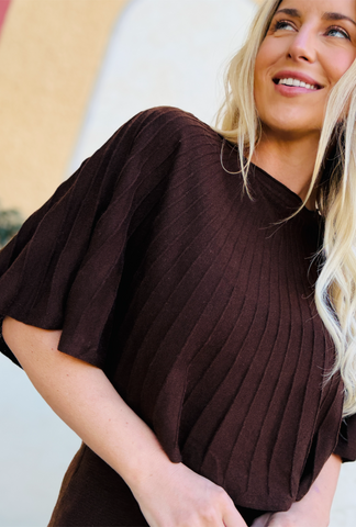 Featherlight Knit Top - Cocoa