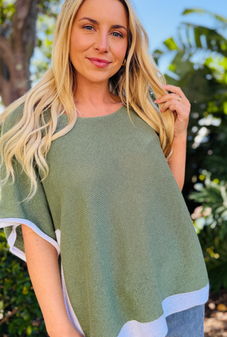 Borderline Knit Top - Sage/w