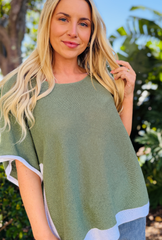 Borderline Knit Top - Sage/w