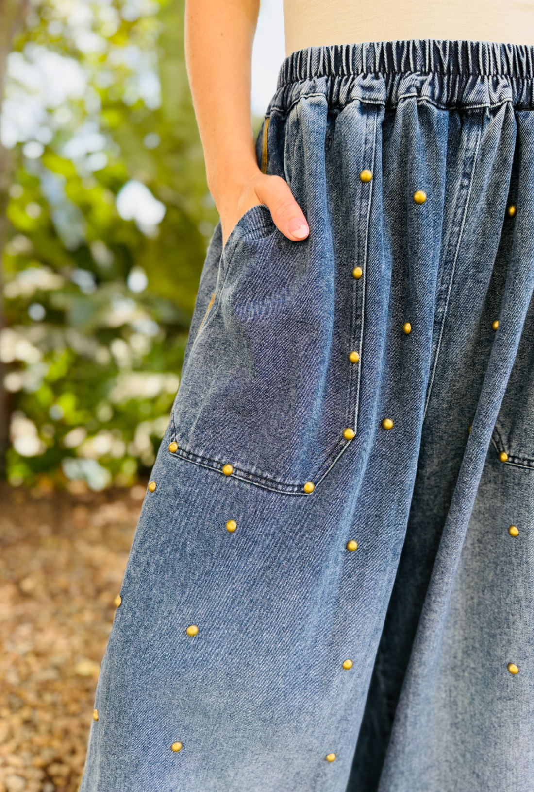 Hamburg Studded Wide Leg Jean - Blue