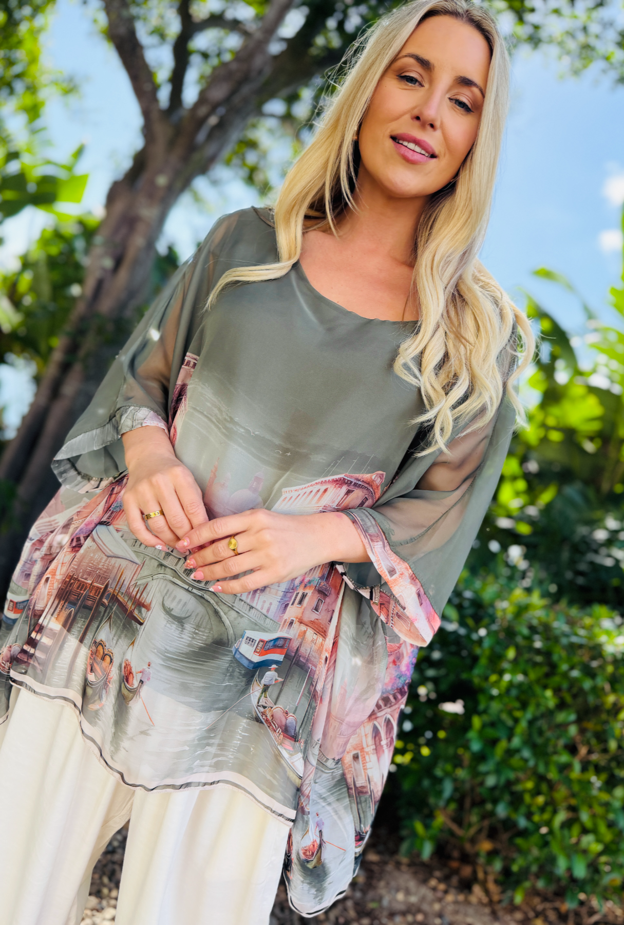 Venetian Affair Soft Drape Top - Sage