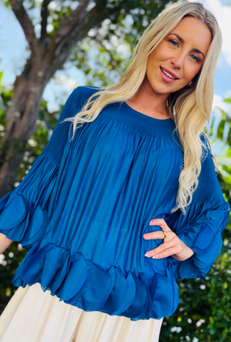 Petal Drama Top Azure