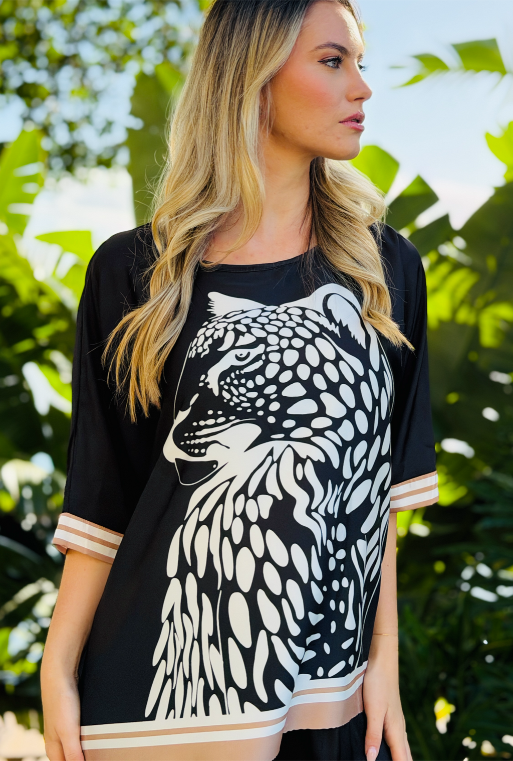 Feline Fine Relax Fit Top - Midnight