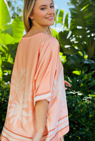 Palm Affair Relaxed Fit Top - Peach
