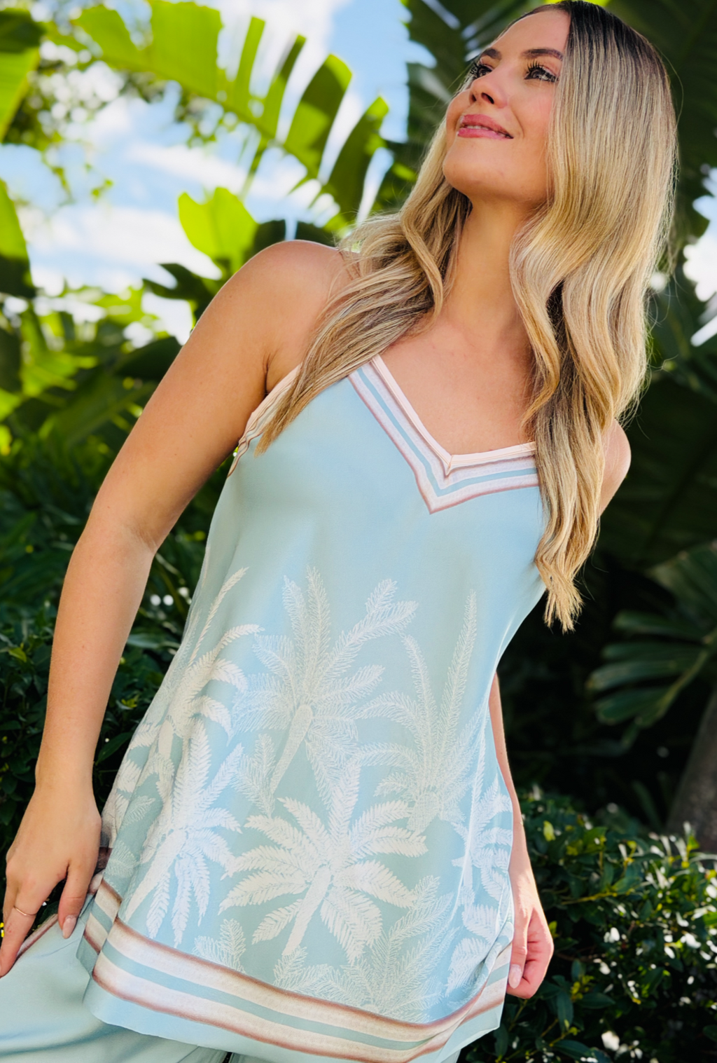 Palm Affair Top - Aqua