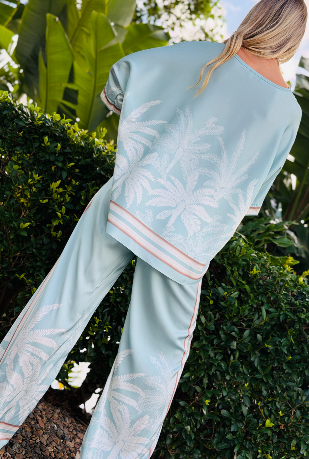 Palm Affair Pant - Aqua
