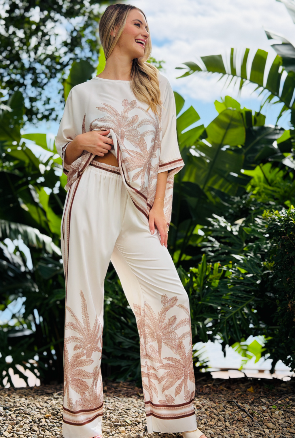 Palm Affair Pant - Pebble