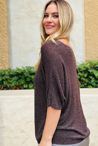 Born To Sparkle Top - Cocoa