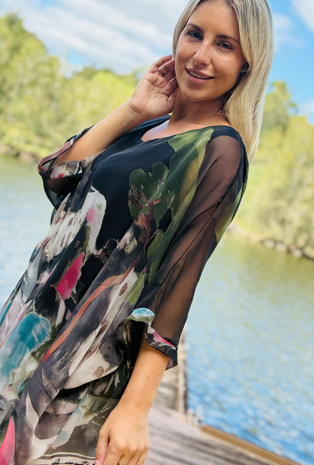 Pretty in Paint Soft Drape Top - Midnight