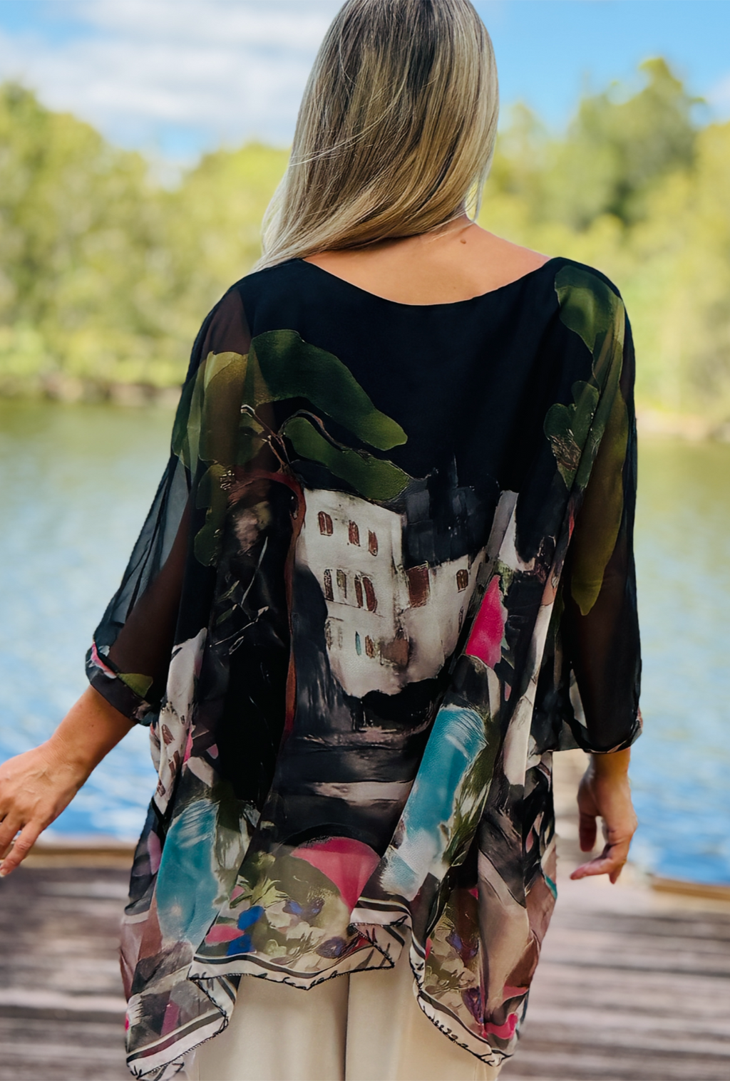 Pretty in Paint Soft Drape Top - Midnight