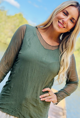 Essential Mesh Top - Forest