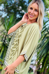 Feline Fine Relax Fit Top - Sage