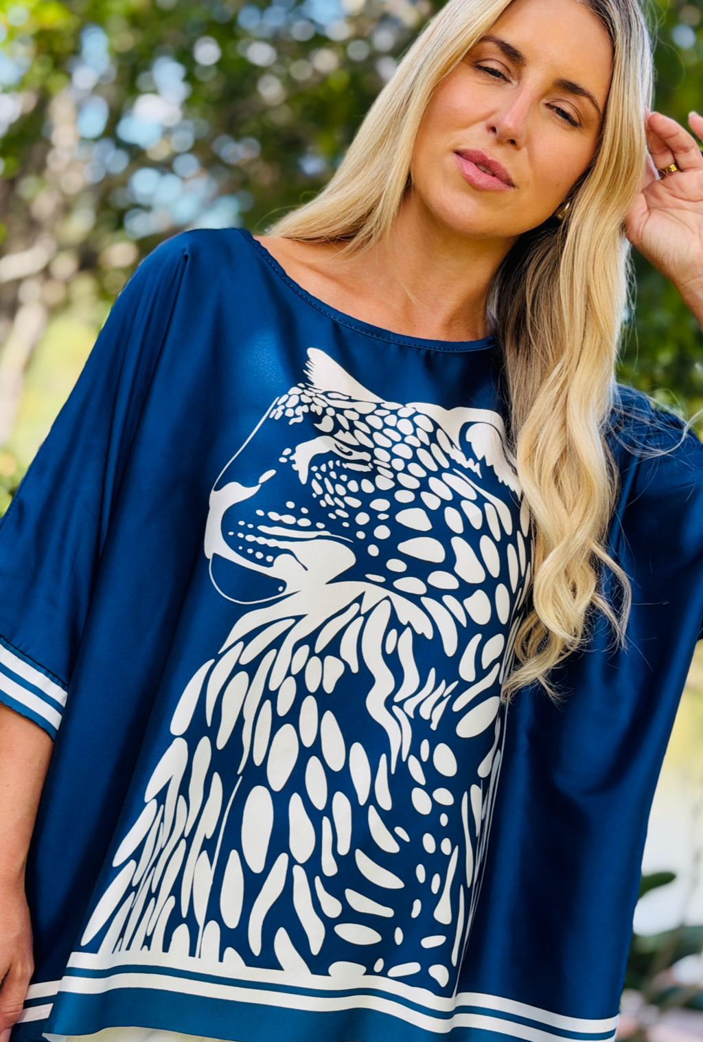 Feline Fine Relax Fit Top - Navy