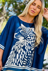 Feline Fine Relax Fit Top - Navy