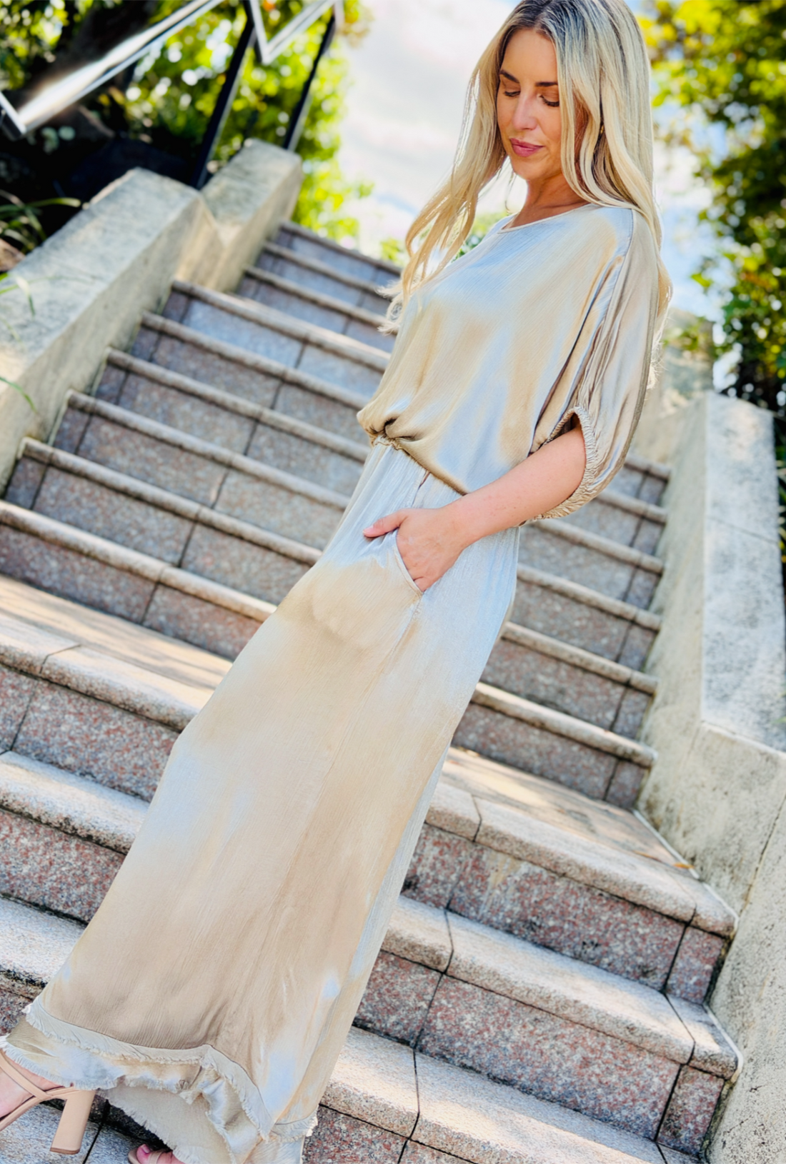 Liquid Luxe Molten Top - Champagne