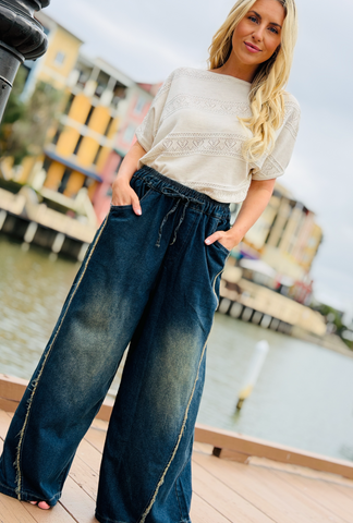 Byron Fringe Wide Leg Jeans