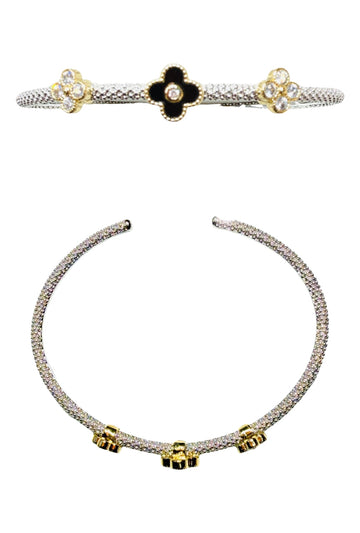 Silver Flower Bangle