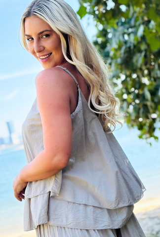 Untied & Fancy Free Top - Taupe