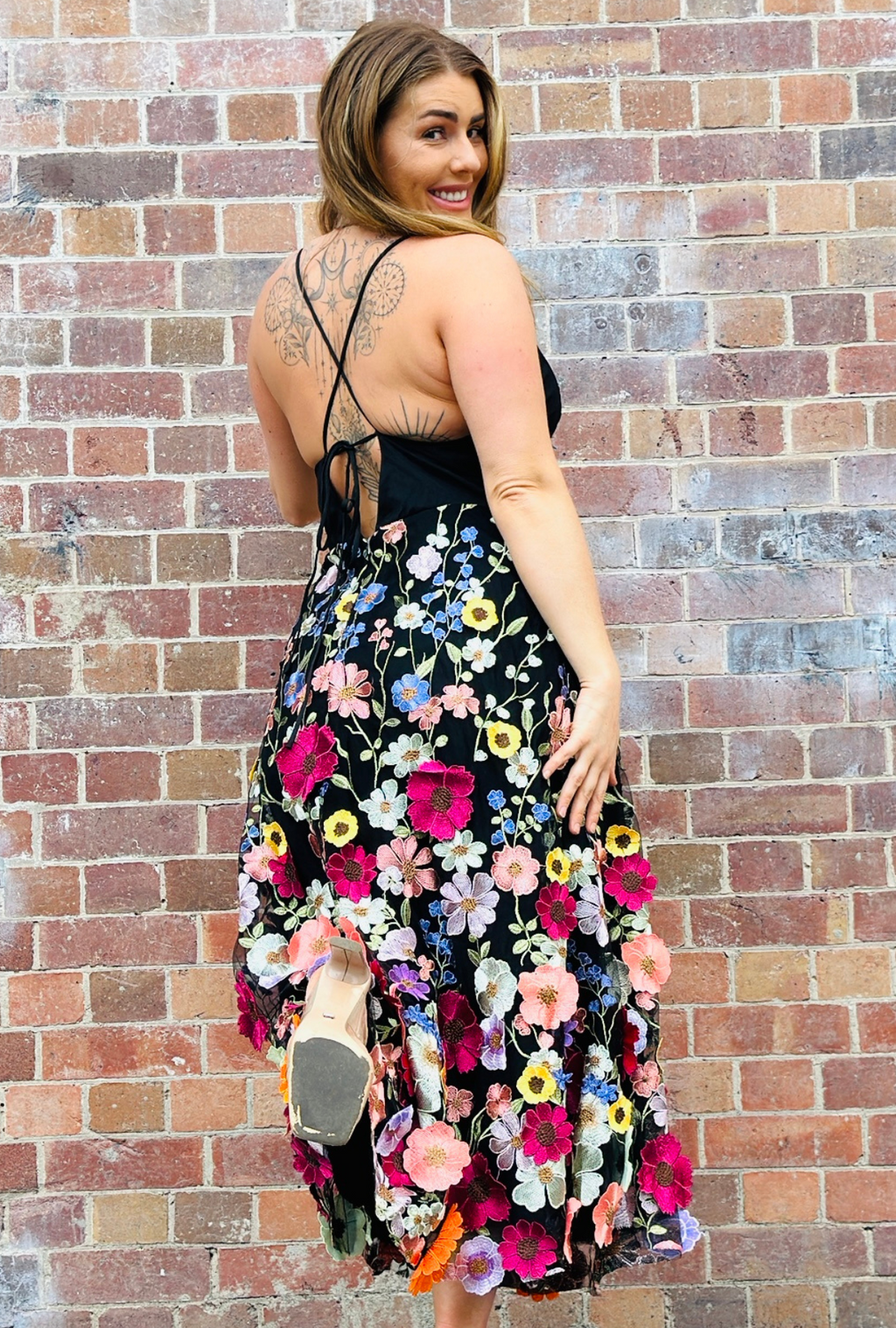 Hello Lover Midi Dress - Midnight Bloom