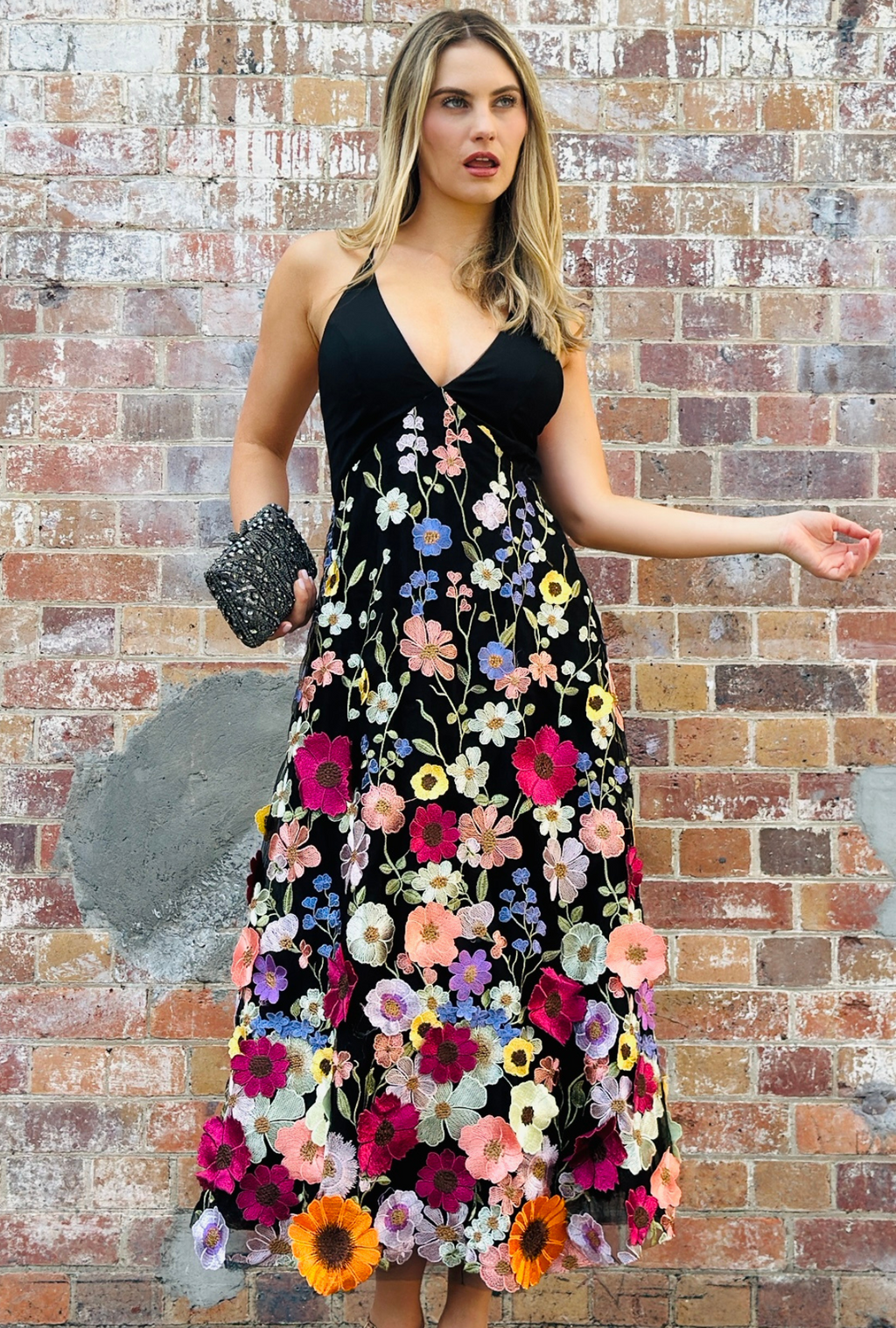 Hello Lover Midi Dress - Midnight Bloom