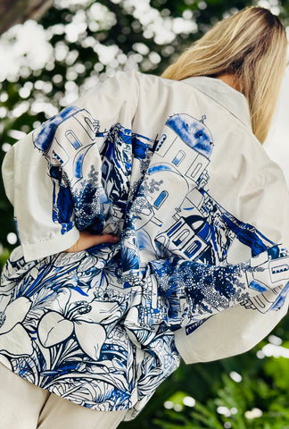 Wish You Were Here –  Resort Button Top - Azure