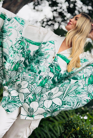 Wish You Were Here –  Resort Button Top - Emerald