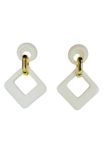 White Geo Earrings