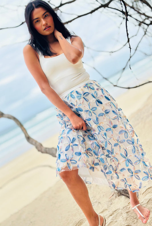 Limited Edition Get Carried Away Skirt - Blossoming Blue