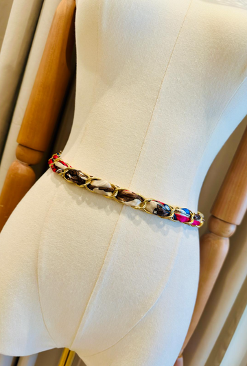 Bridle Scarf Belt - Magenta/Navy