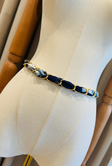 Bridle Scarf Belt - Sky/Navy