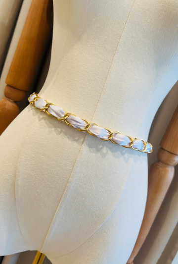 Bridle Scarf Belt - White