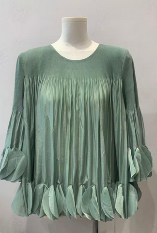 Petal Drama Top Sage