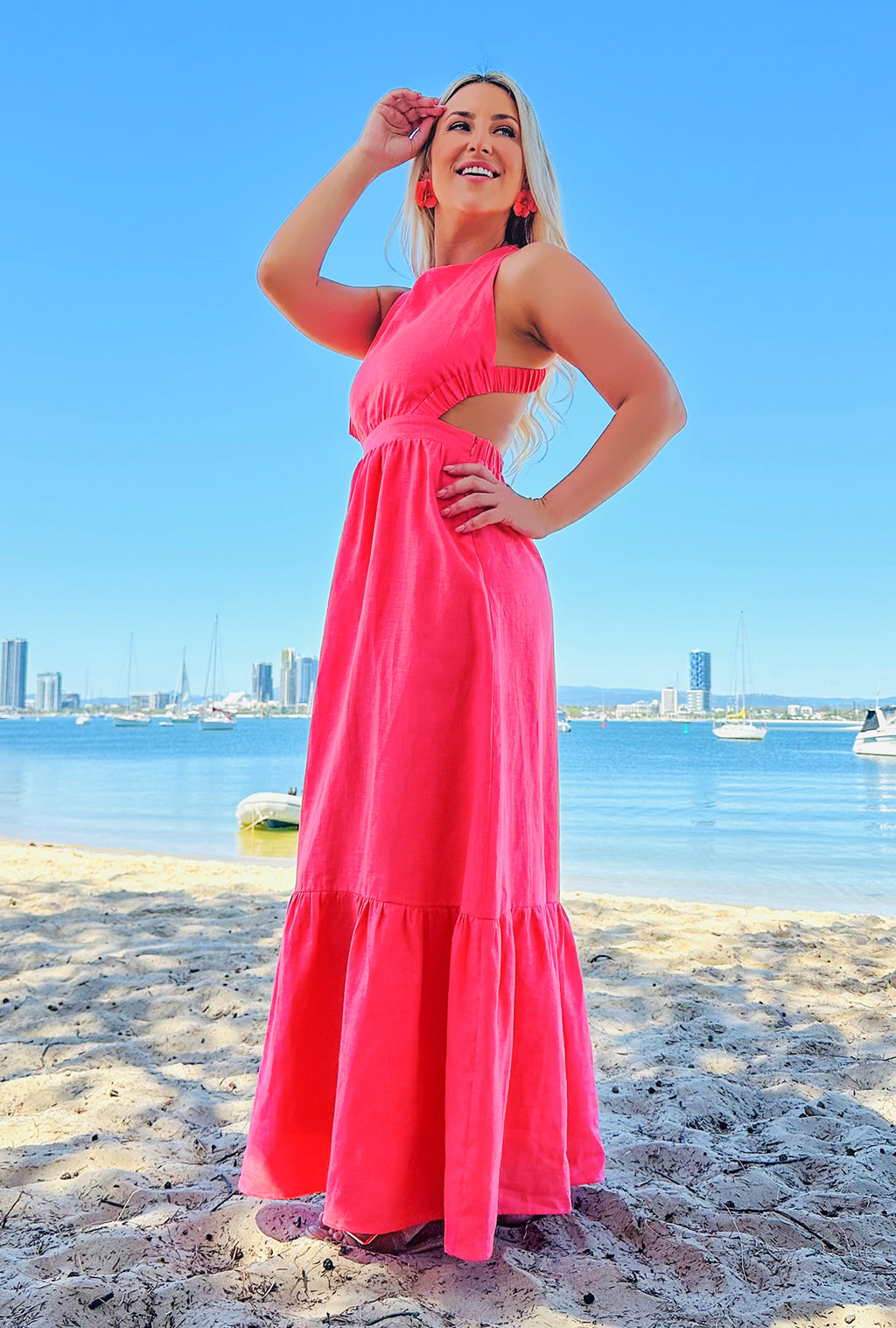 Crossed A Line Maxi Dress - Sunset