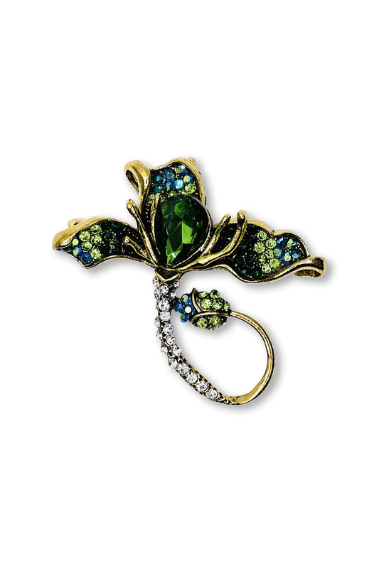 Emerald Flower Brooch